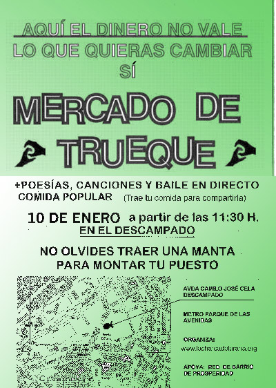 Cartel Mercado Trueque en La Charca de la Rana