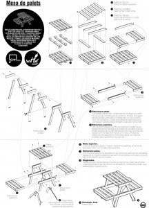 Esquema mesa hecha con palés - Campo de la Cebada