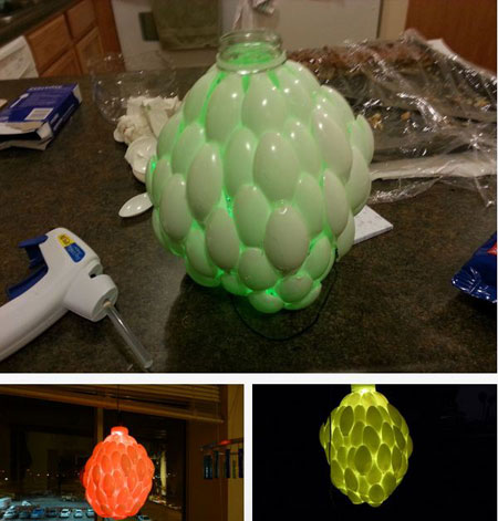 Lámpara hecha con cucharas de plástico - by LostRite Instructables